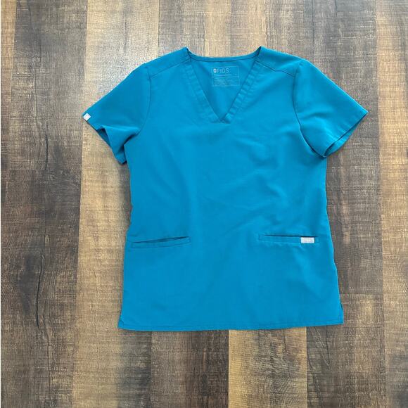 Figs Pacific Blue Casma Three-Pocket Scrub Top  Size Small - Picture 1 of 8